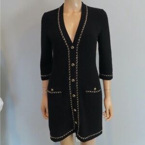 CHANEL Black sweater dress with Gold Accent